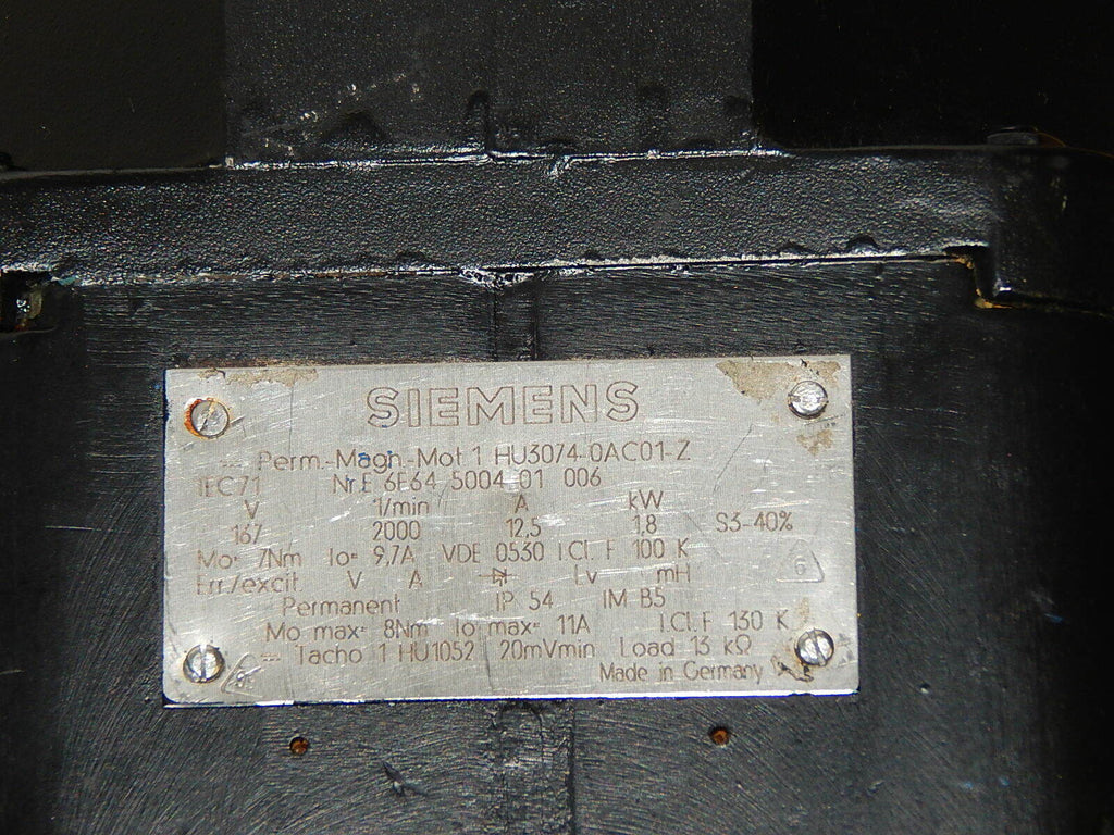 Siemens Permanent Magnet Motor 1HU3074-0AC01-Z used