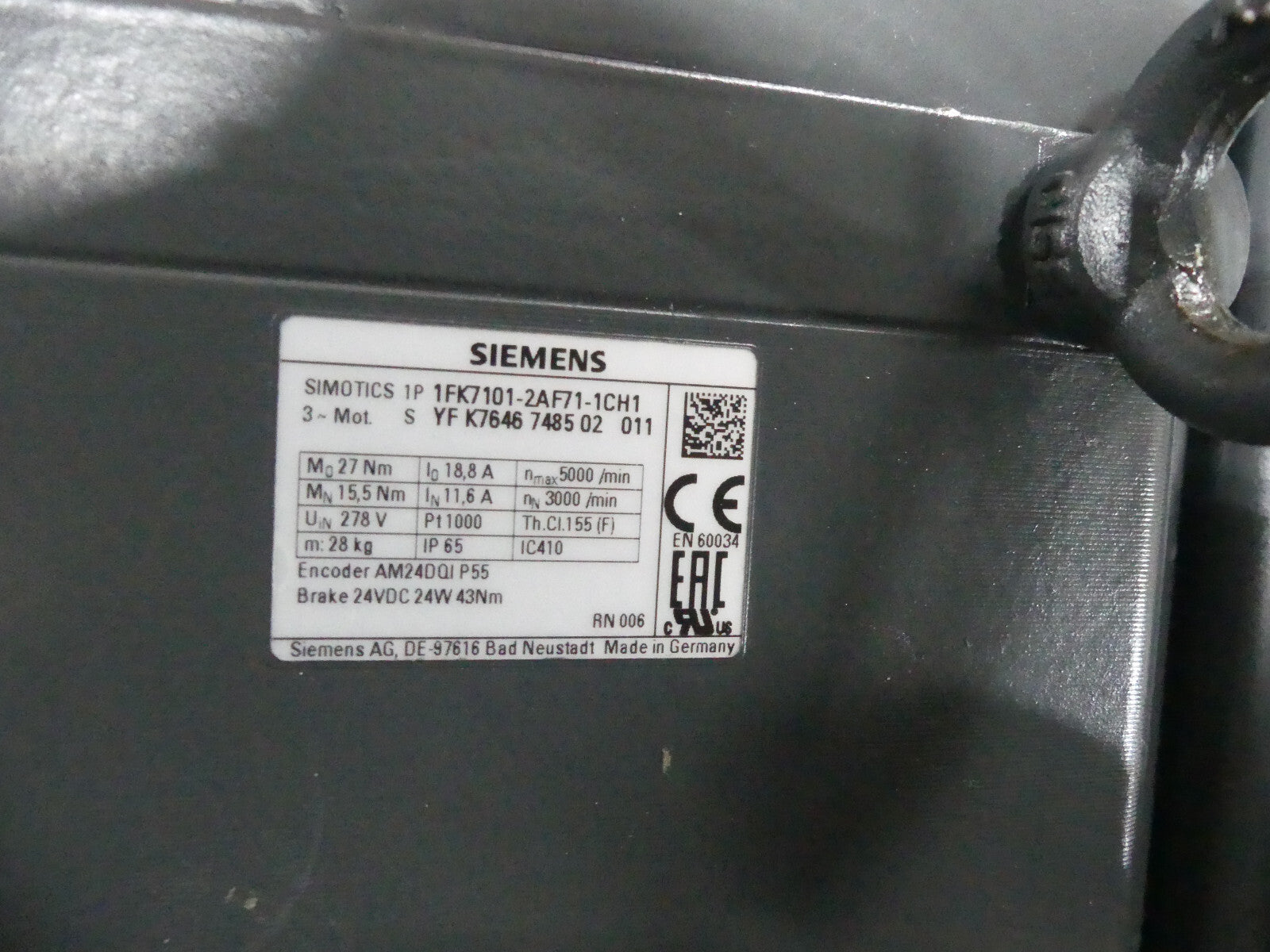 Siemens 3~Servomotor Motor  1FK7101-2AF71-1CH1