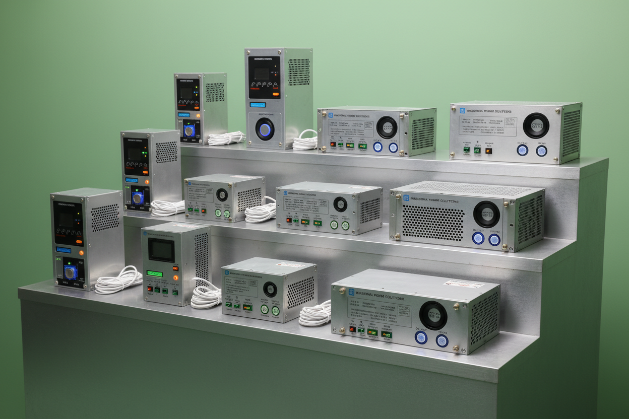 multiple power supply products with greenish background but not so dark